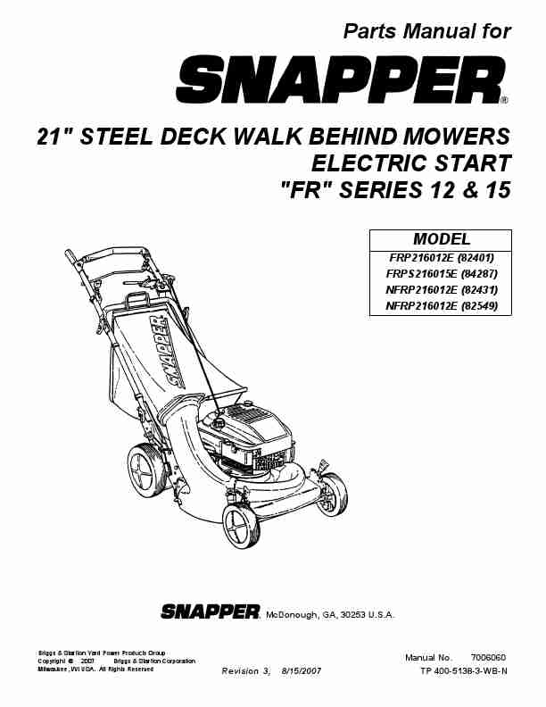 Snapper Lawn Mower FRP216012E, FRPS216015E, NFRP216012E, NFRP216012E-page_pdf